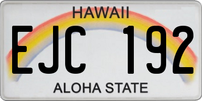 HI license plate EJC192