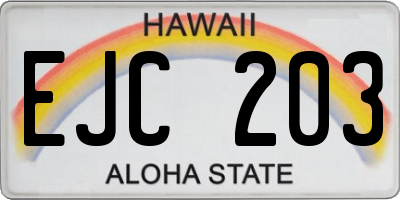 HI license plate EJC203