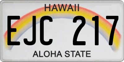 HI license plate EJC217