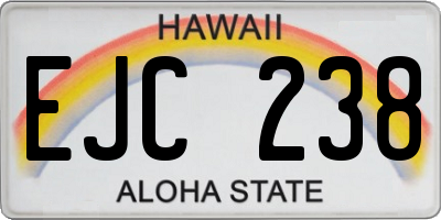 HI license plate EJC238