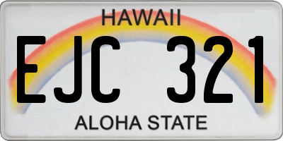 HI license plate EJC321