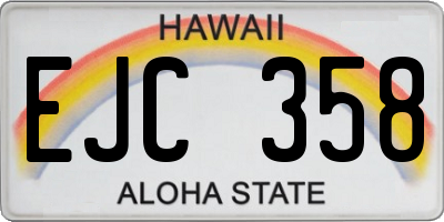 HI license plate EJC358