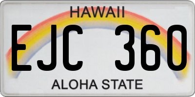 HI license plate EJC360