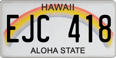 HI license plate EJC418