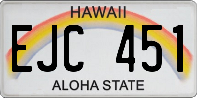 HI license plate EJC451