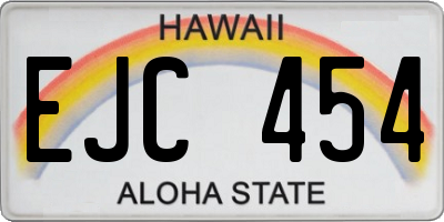 HI license plate EJC454