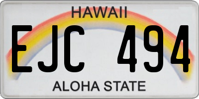 HI license plate EJC494