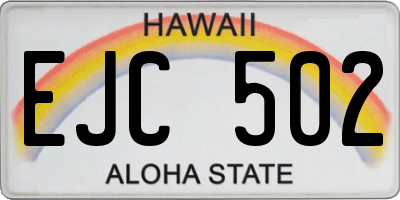 HI license plate EJC502