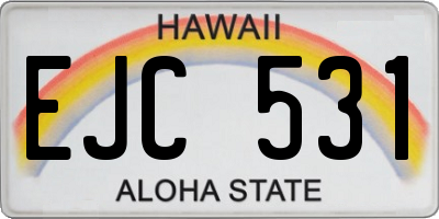HI license plate EJC531