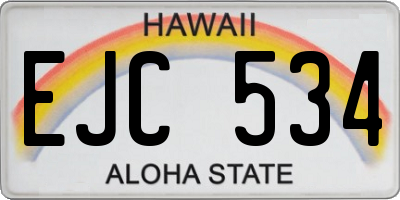 HI license plate EJC534