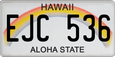 HI license plate EJC536
