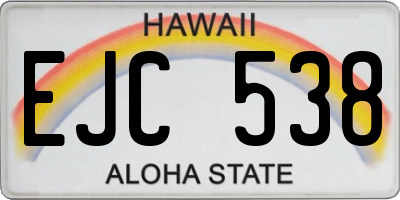 HI license plate EJC538