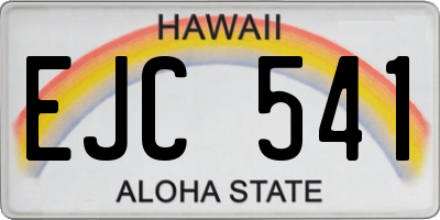 HI license plate EJC541