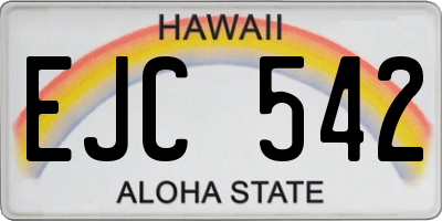 HI license plate EJC542