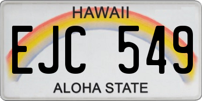 HI license plate EJC549
