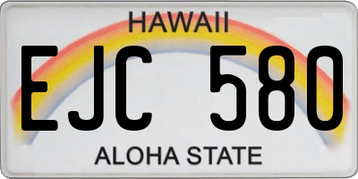 HI license plate EJC580