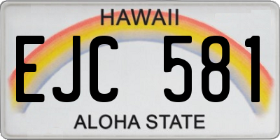 HI license plate EJC581