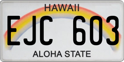 HI license plate EJC603