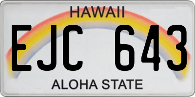 HI license plate EJC643