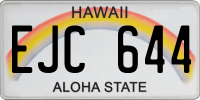 HI license plate EJC644