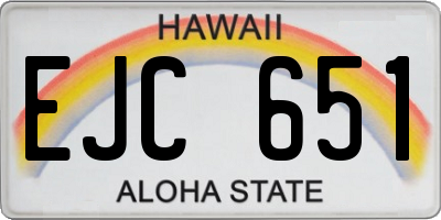 HI license plate EJC651