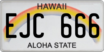 HI license plate EJC666