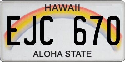 HI license plate EJC670