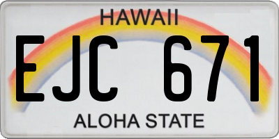 HI license plate EJC671