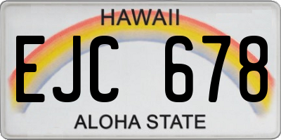 HI license plate EJC678