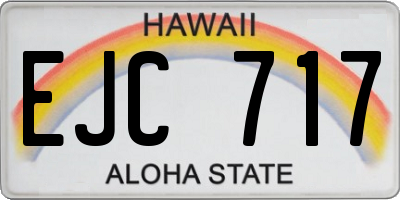HI license plate EJC717