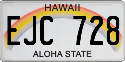 HI license plate EJC728