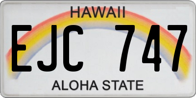 HI license plate EJC747