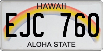 HI license plate EJC760