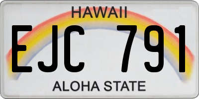 HI license plate EJC791