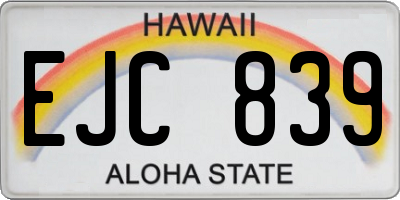 HI license plate EJC839