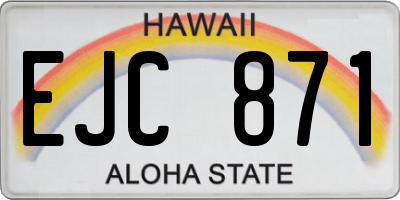 HI license plate EJC871