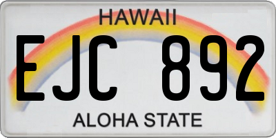 HI license plate EJC892