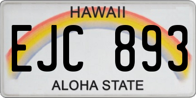 HI license plate EJC893