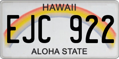 HI license plate EJC922