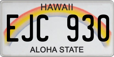 HI license plate EJC930