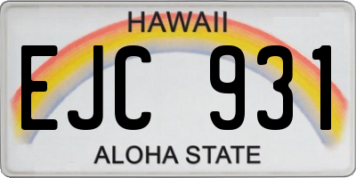 HI license plate EJC931