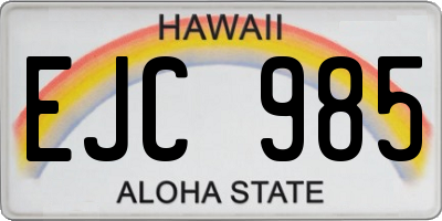 HI license plate EJC985