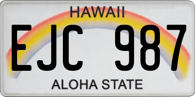 HI license plate EJC987
