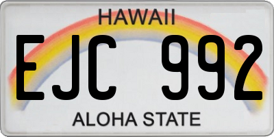 HI license plate EJC992
