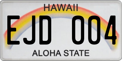 HI license plate EJD004