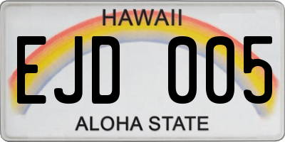 HI license plate EJD005