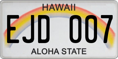 HI license plate EJD007