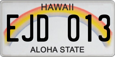 HI license plate EJD013