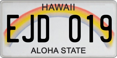 HI license plate EJD019