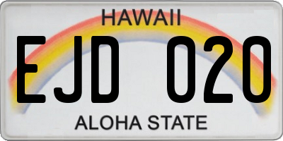 HI license plate EJD020